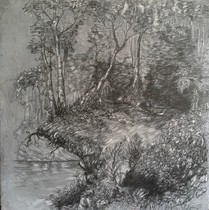 Pencil on industrial plaster and plasterboard 34cm x34cm